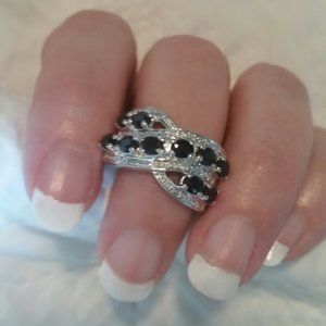 2.50ct Genuine Blue Sapphire & Diamond  sz7  Ring